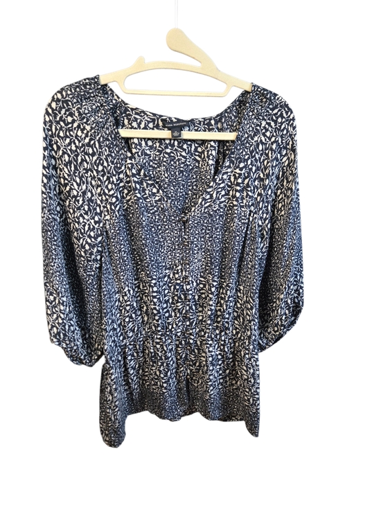 Banana Republic Tops - Banana Republic 100% Silk Semi Sheer Floral Abstract Peplum Blouse Top Medium M